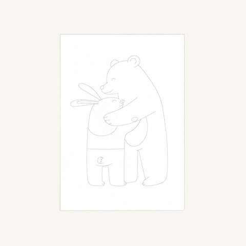 KreoKartka szablon A6 Zając i Niedźwiedź